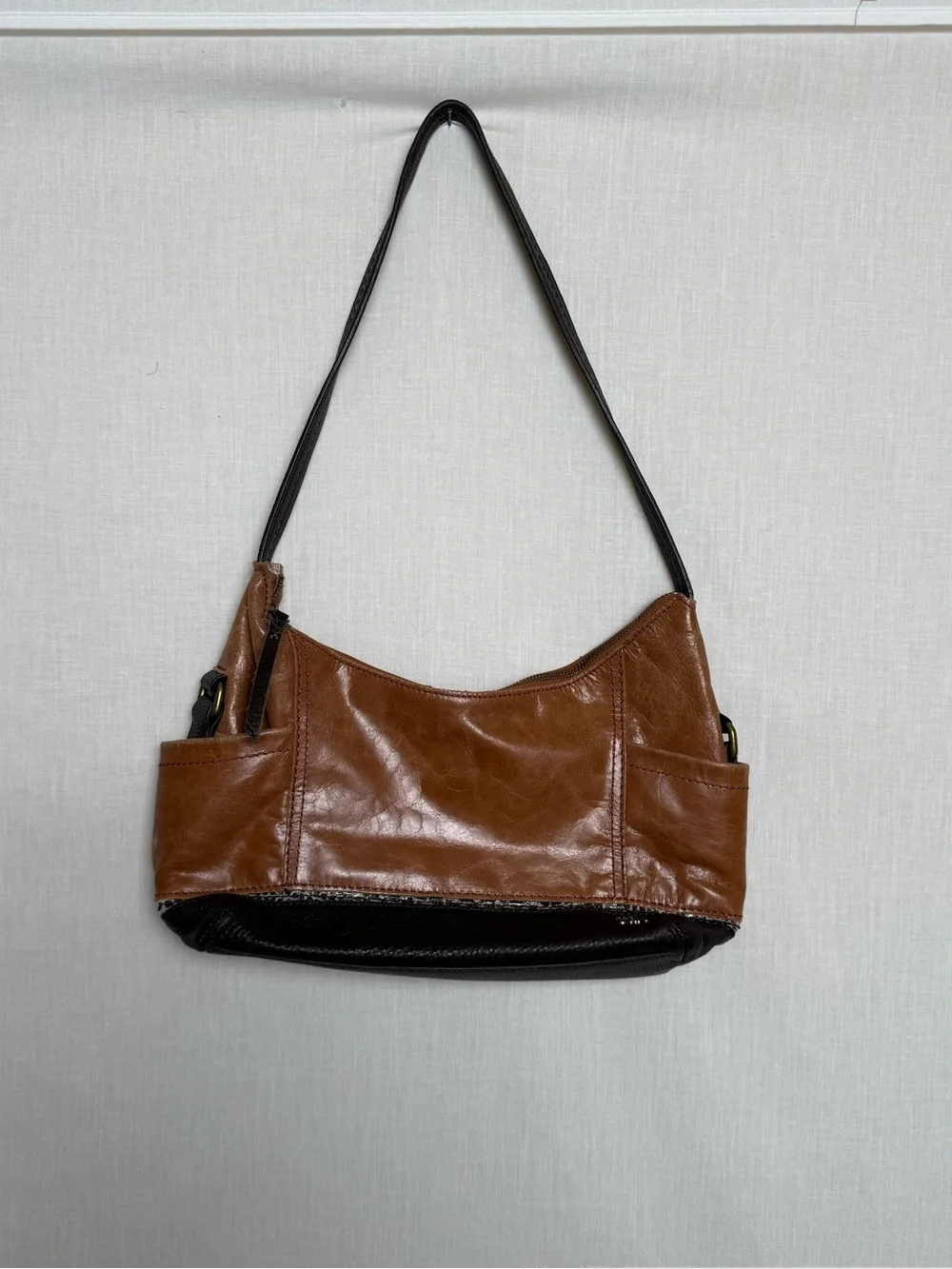 The Sak Leather Shoulder Bag Brown Black Y2K 90’s Colorblock Hobo Purse
